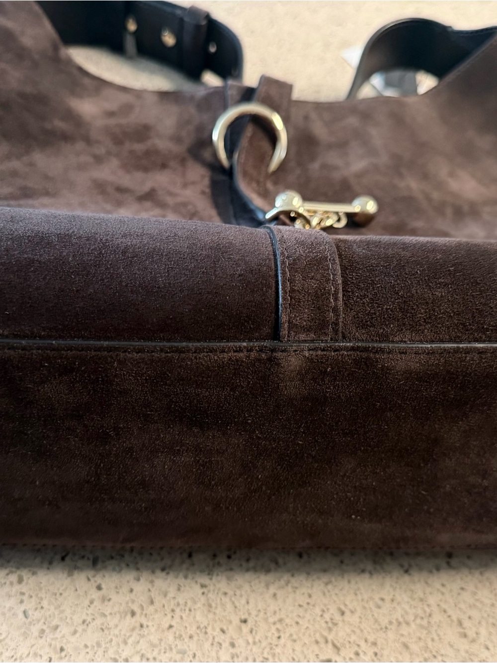 Strathberry Brown Suede Shoulder Hobo with Gold Hardware - Picture 5 of 7